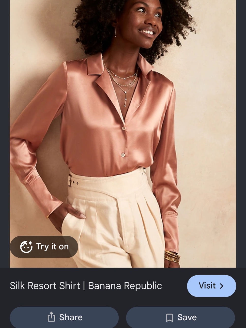 Banana Republic Satin Button-Down Shirt in Rose